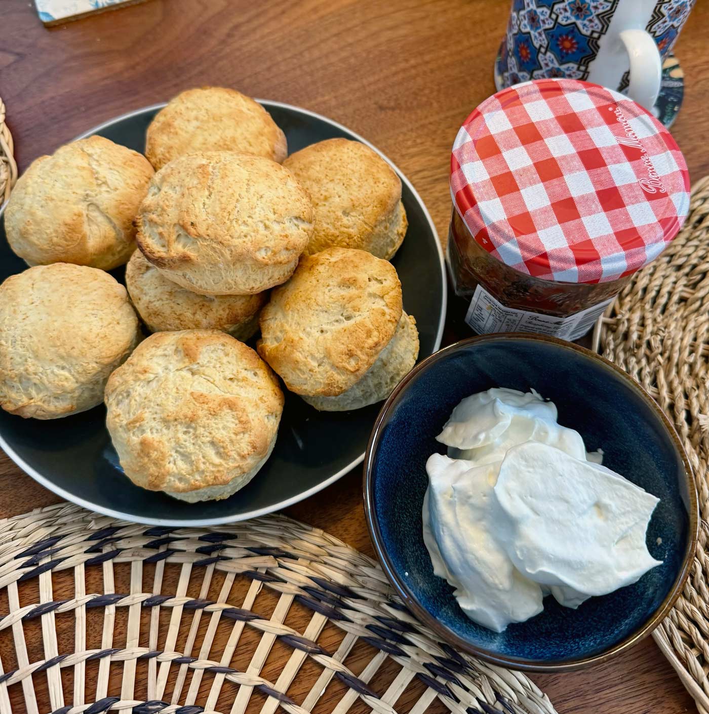 Plant based scones with cream and jam